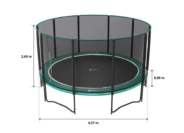 Circular trampoline frame Ø4.30m bed  Ø4.04m Ht 89cm WITH NET