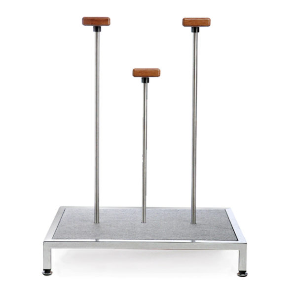 Hand-stand platform 3 posts stainless  ( 1 rotative 75cm / 1x75cm / 1x50cm) - table 70x50cm (0.06m3)