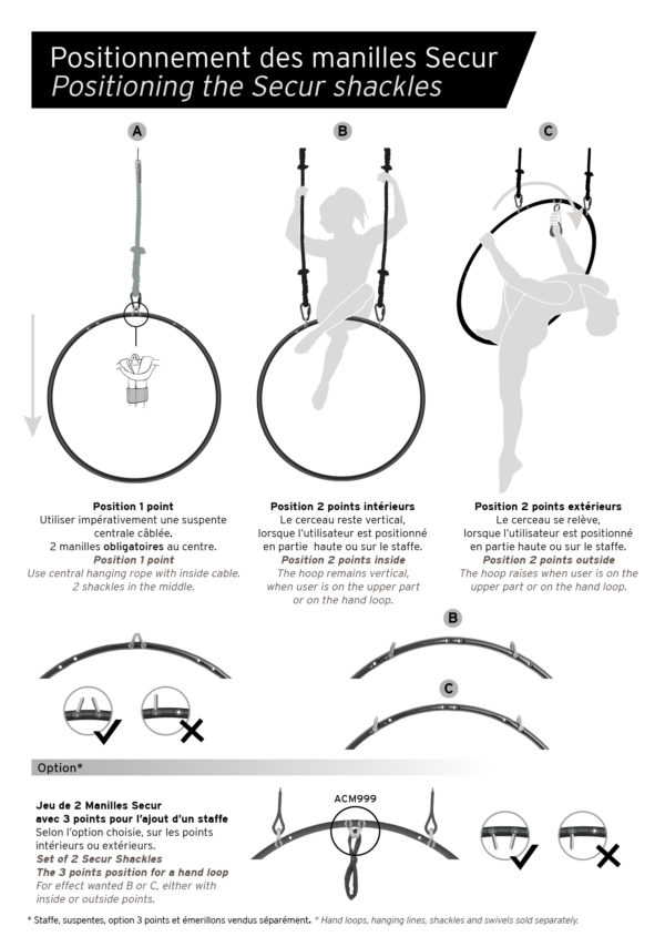 Cerceau Aerien 85cm ext - multi 1 & 2 points - Tube 25mm -2413