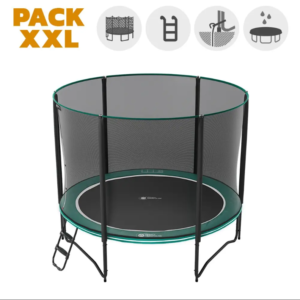 PACK XXL Trampoline rond cadre Ø3.66m toile Ø3.13m Ht 89cm avec filet